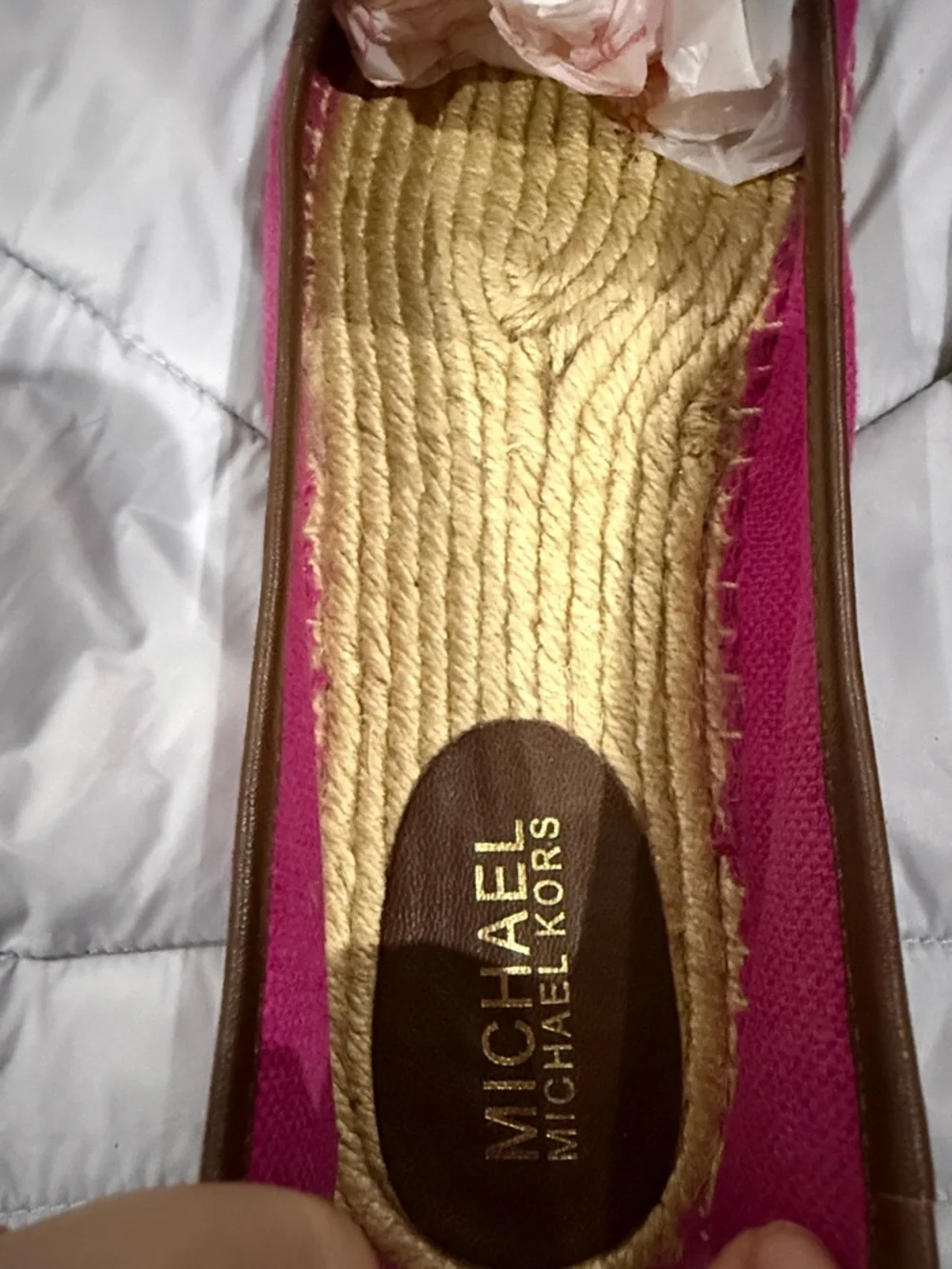 Michael Kors Hot Pink Canvas Espadrille Flats with MK Logo
